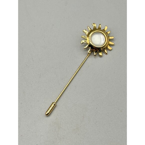 Smithsonian Avon Sunburst Gold Tone Lapel Pin with Mother of Pearl Accent - Picture 2 of 7
